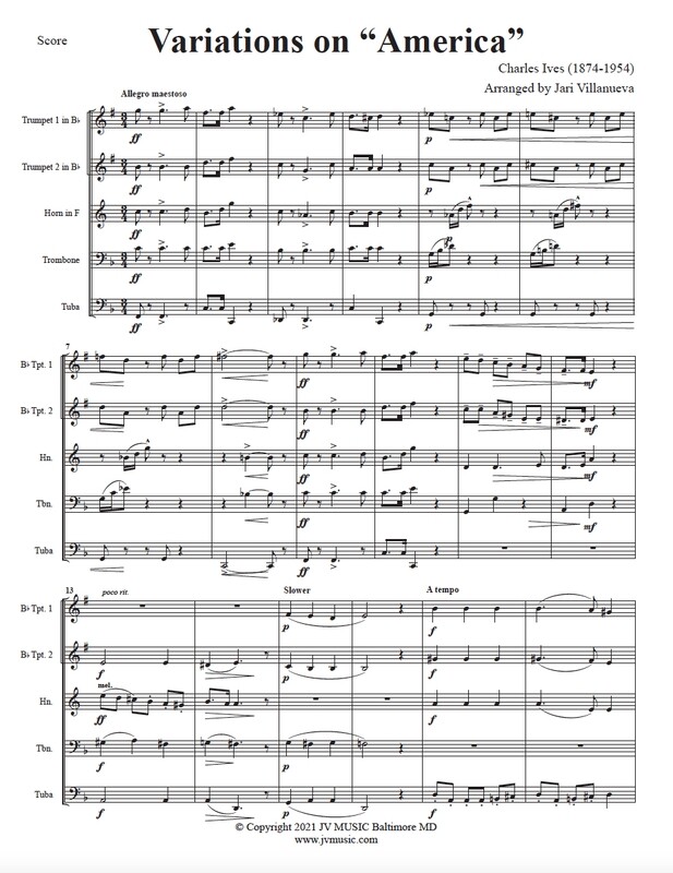 Variations on America for Brass Quintet