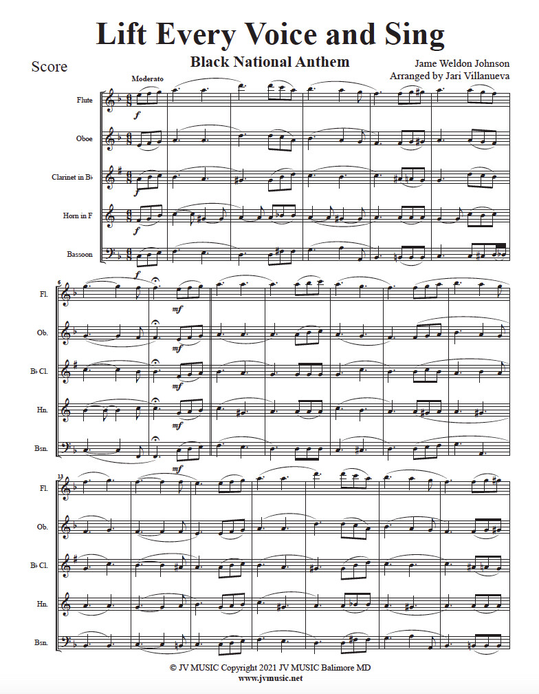 ​Lift Every Voice and Sing Black for Woodwind Quintet