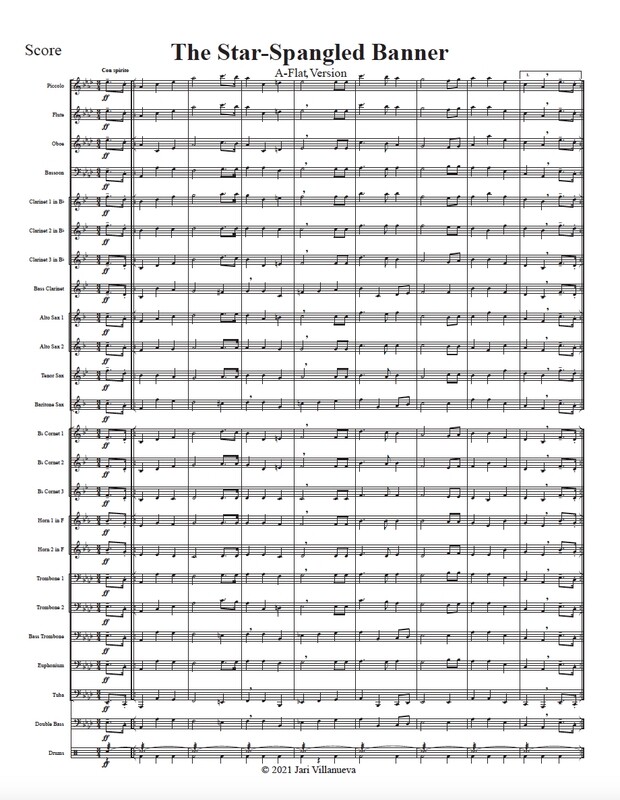 The Star-Spangled Banner in Ab (A Flat) for Mixed Ensemble