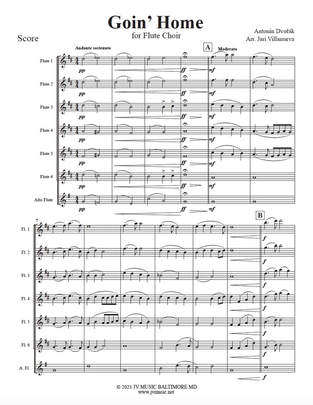 Goin' Home (GoingHome) for Flute Choir Arranged by Jari Villanueva