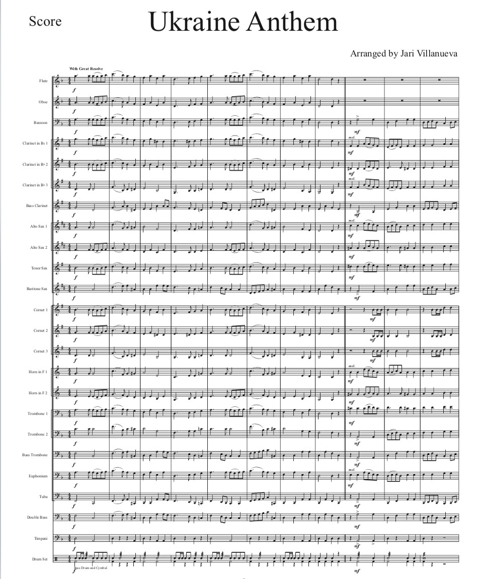 Ukraine National Anthem for Concert Band