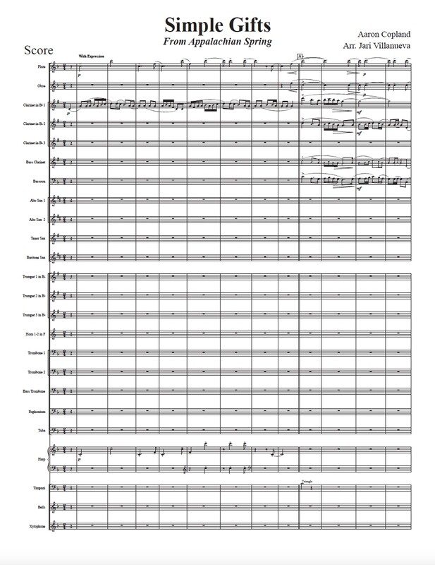 Simple Gifts from Appalachian Spring for Concert Band