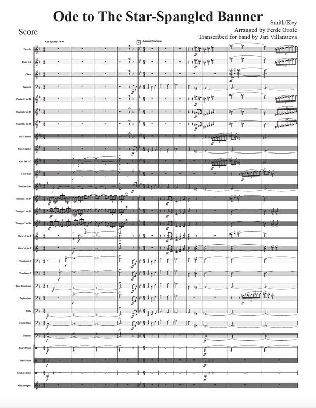 Ode To The Star Spangled Banner for Band Ferde Grofe