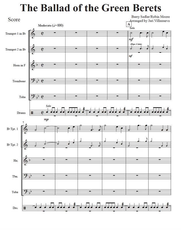 The Ballad of the Green Berets for Brass Quintet