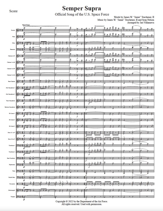 Semper Supra for Concert Band Official Song of the US Space Force