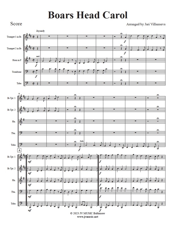 The Boar's Head Carol for Brass Quintet