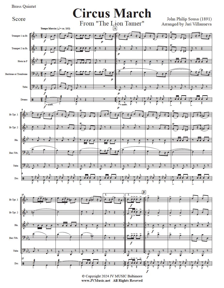 Circus March from The Lion Tamer by John Philip Sousa 1891