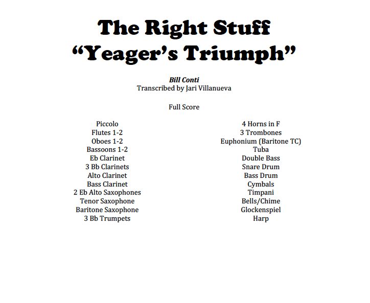 The Right Stuff Yeager's Triumph for Concert Band