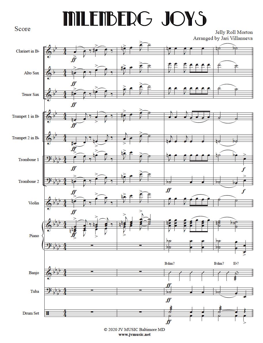 Milenberg Joys by Jelly Roll Morton for Jazz Band