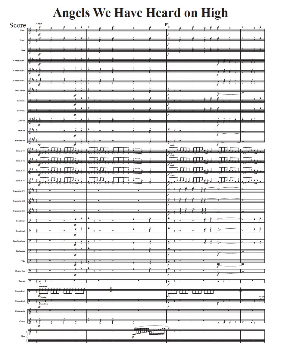 Angels We Have Heard on High For Concert Band