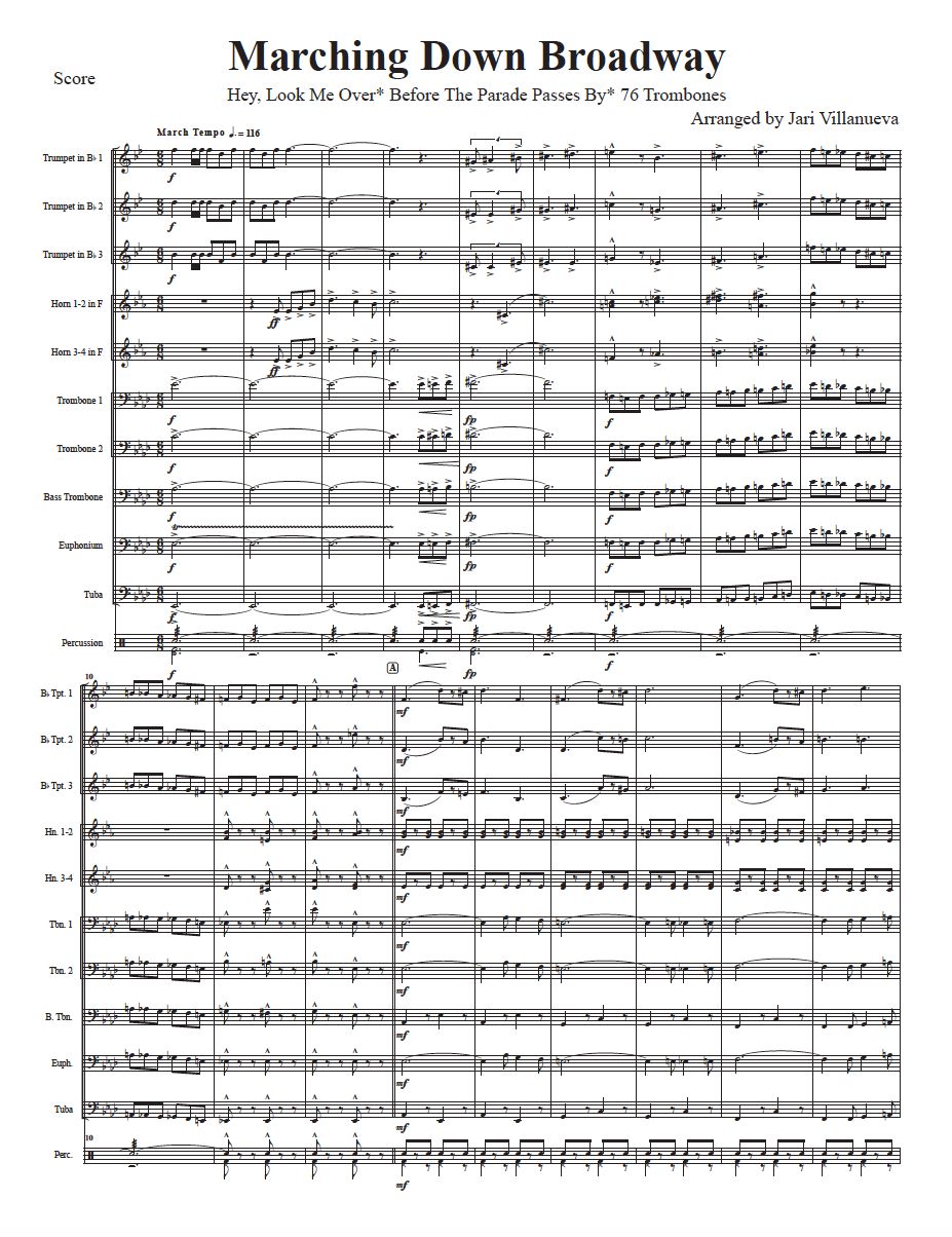 Marching Down Broadway for Brass Ensemble