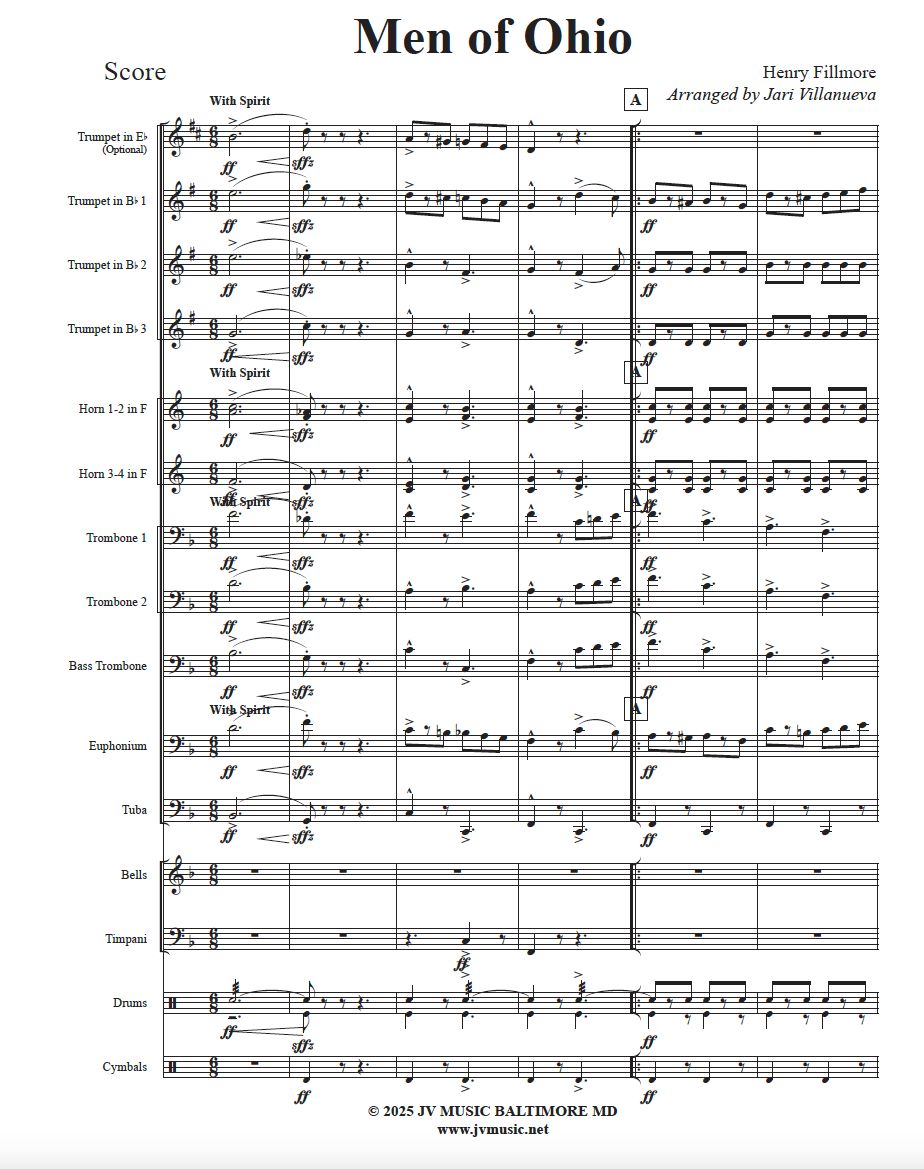 Men of Ohio for Brass Ensemble Henry Fillmore