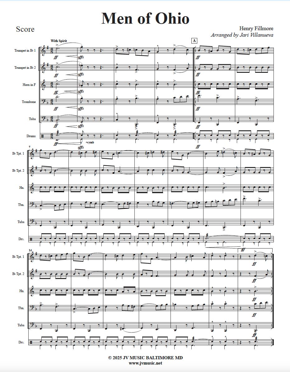 Men of Ohio for Brass Quintet Henry Fillmore