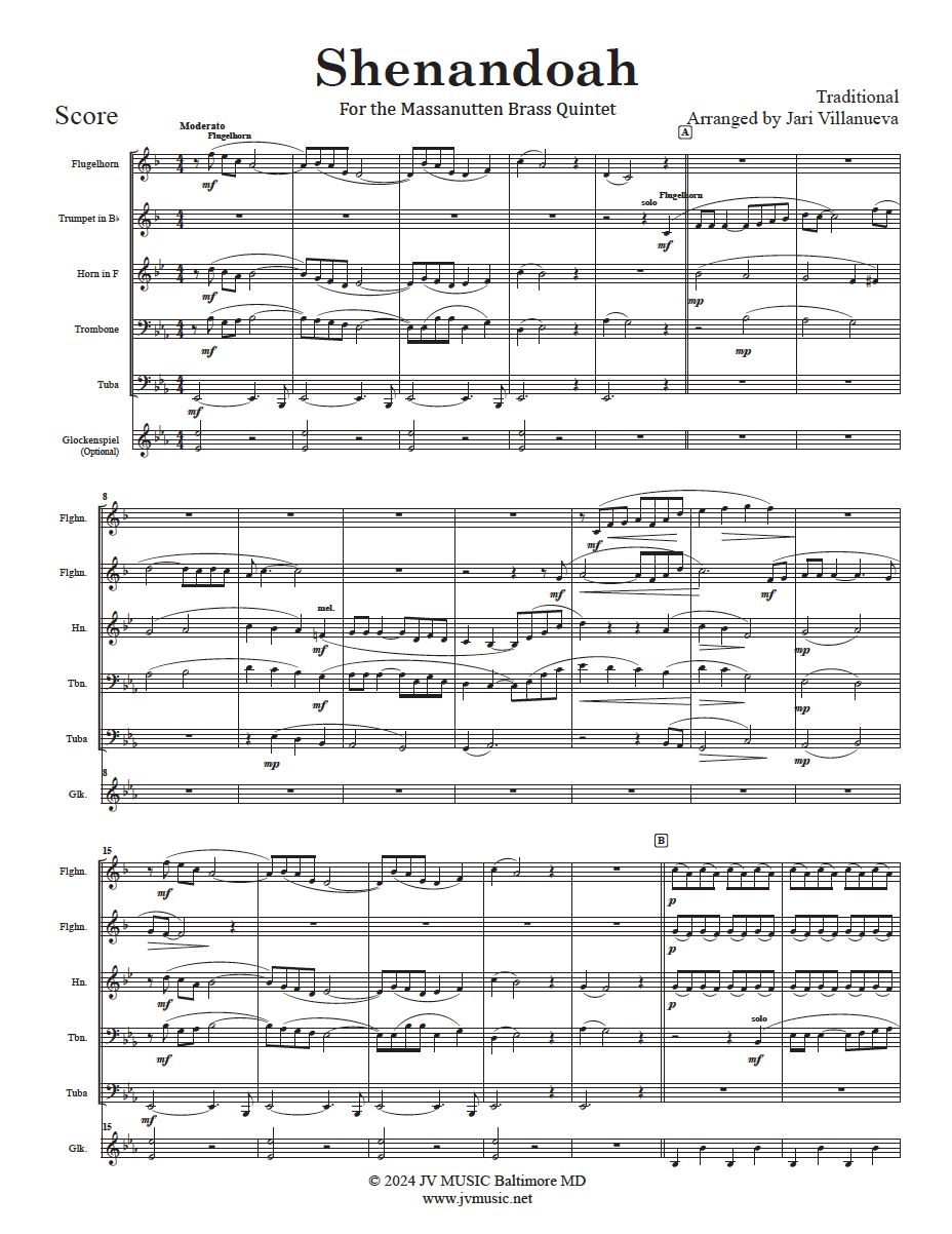 Shenandoah for Brass Quintet