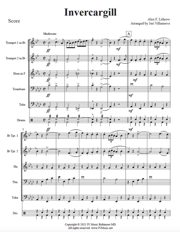 Invercargill March for Brass Quintet Arranged by Jari Villanueva