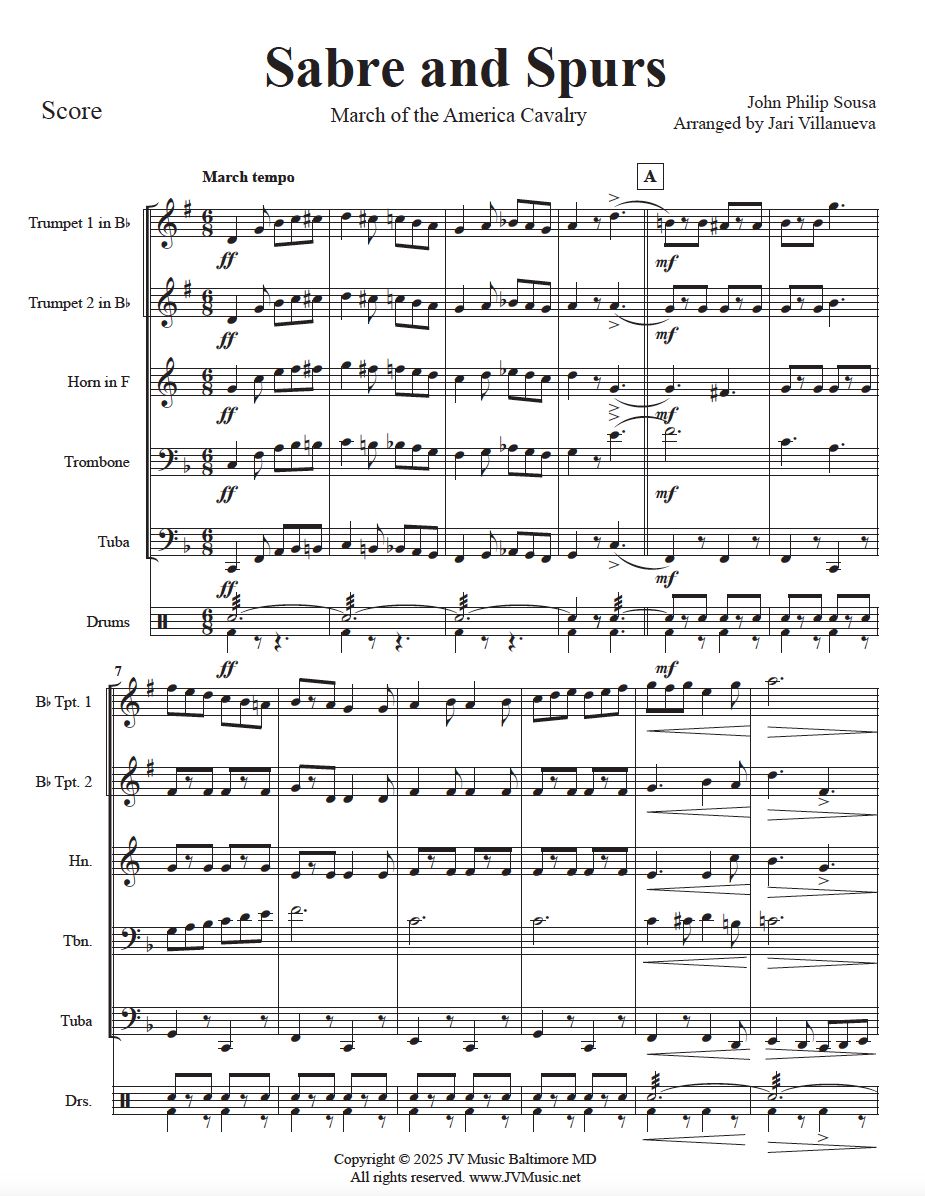 Sabre and Spurs by John Philip Sousa for Brass Quintet