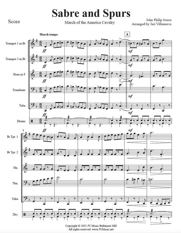 Sabre and Spurs by John Philip Sousa for Brass Quintet