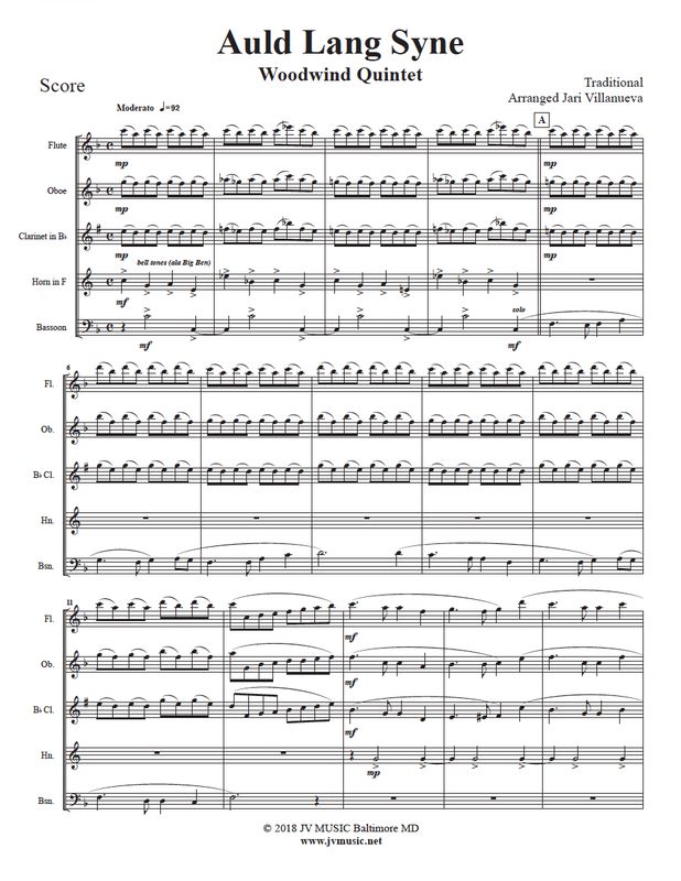 Auld Lang Syne for Woodwind Quintet