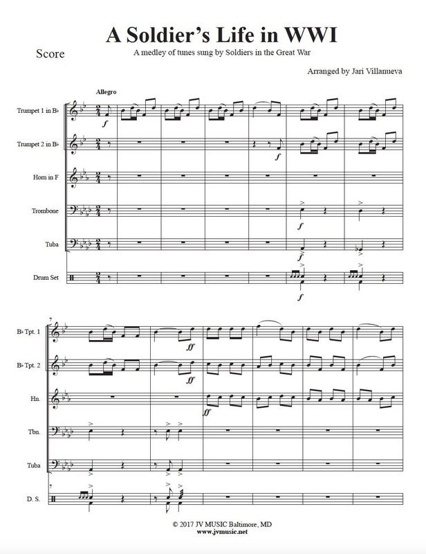 A Soldier's Life in WWI (World War 1) for Brass Quintet