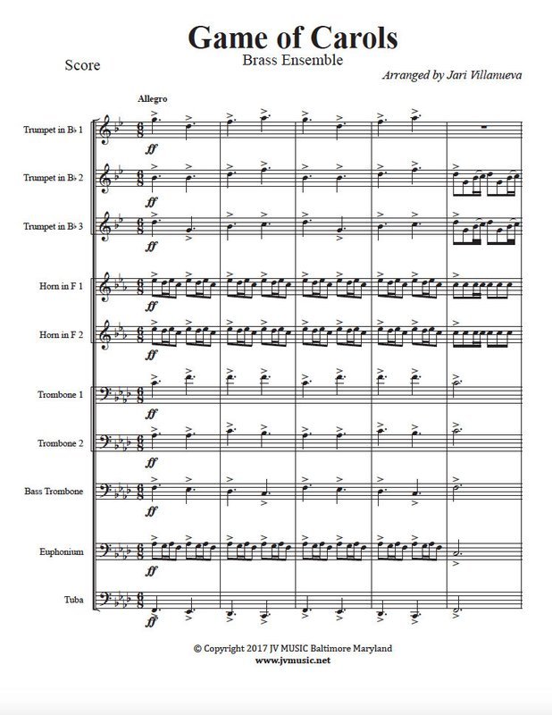 Game of Carols (Carol of the Bells Game of Thrones) for Brass Ensemble