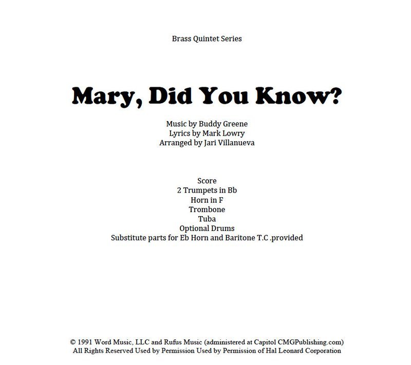 Mary, Did You Know? For Brass Quintet