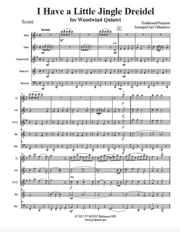 I Have a Little Jingle Dreidel for Woodwind Quintet