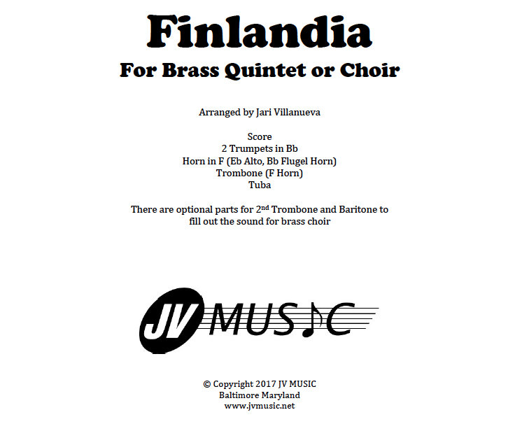 Finlandia Hymn for Brass Quintet or Choir