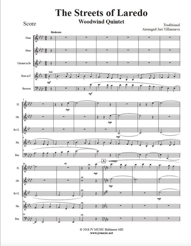 The Streets of Laredo for Woodwind Quintet