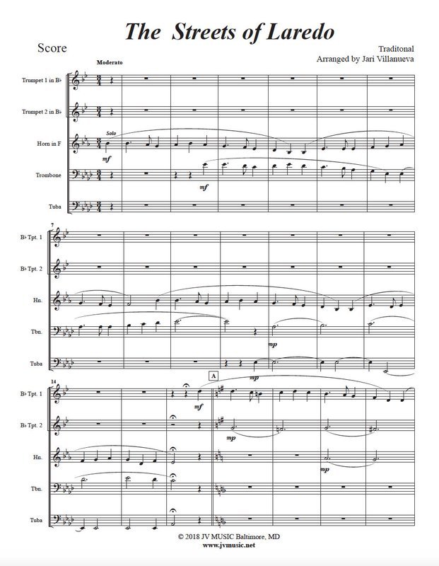 The Streets of Laredo  for Brass Quintet