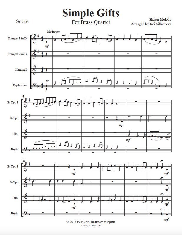 Simple Gifts for Brass Quartet