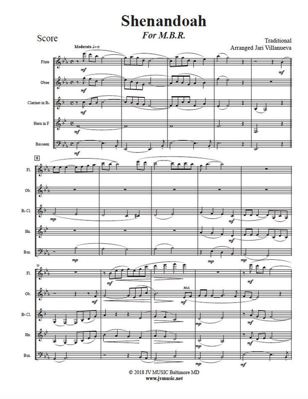 Shenandoah for Woodwind Quintet