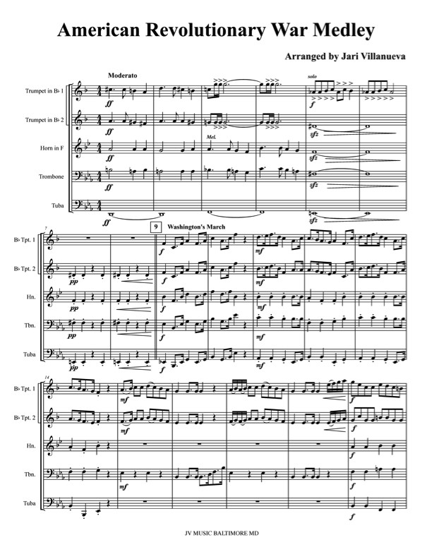American Revolutionary War Medley for Brass Quintet
