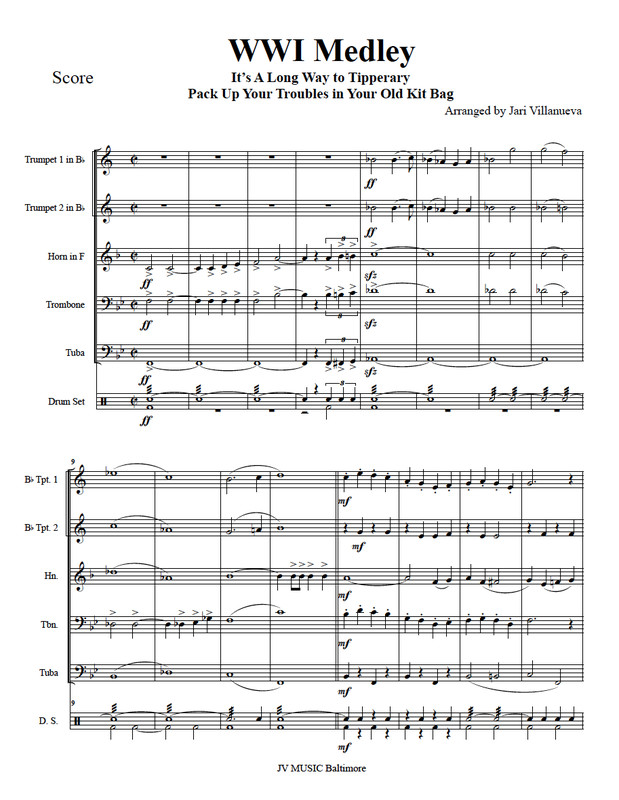 World War I (WWI) Medley for Brass Quintet