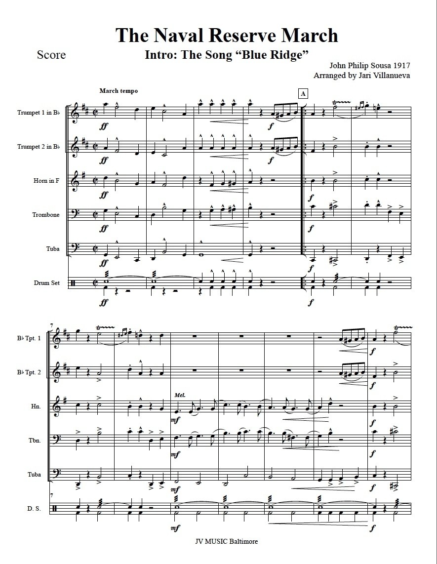 Naval Reserve March, The for Brass Quintet