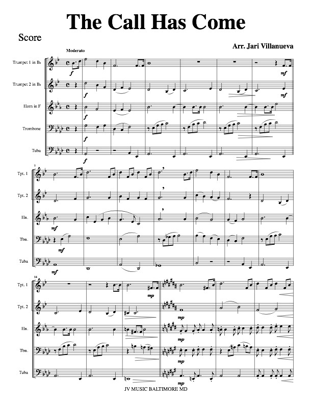 The Call Has Come-Taps for Brass Quintet