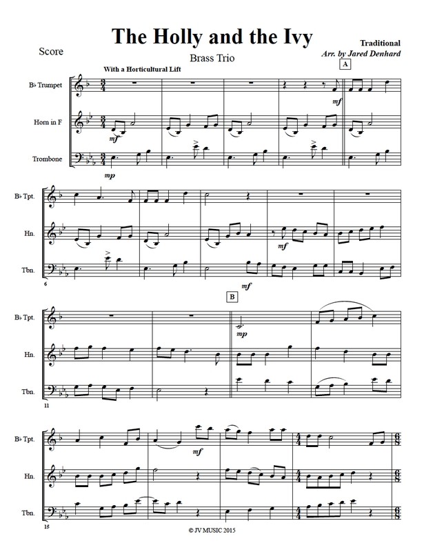 The Holly and the Ivy for Brass Trio