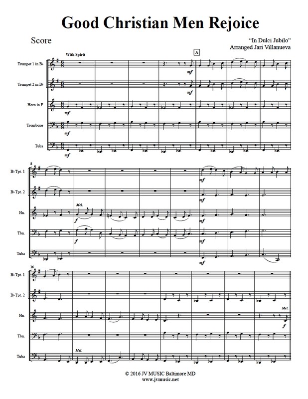 Good Christian Men, Rejoice for Brass Quintet
