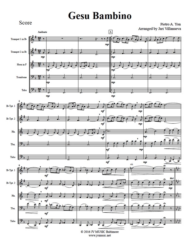 Gesu Bambino for Brass Quintet