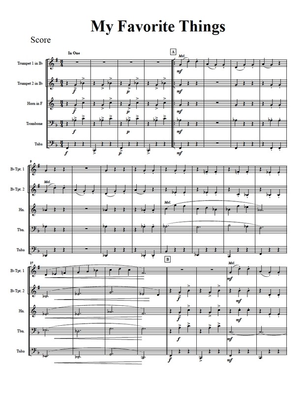 My Favorite Things for Brass Quintet