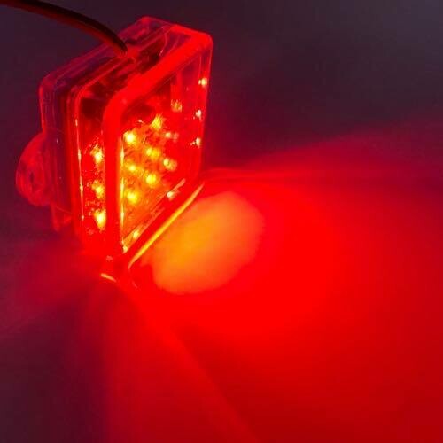 LED 12 Square​ Flashing light 12V Red