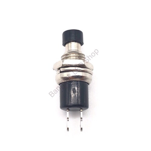 Metal Round Button Switch 2 PIN PUSH ON - RELEASE OFF BLACK