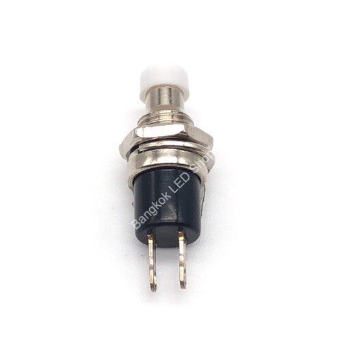 Metal Round Button Switch 2 PIN PUSH ON - RELEASE OFF WHITE