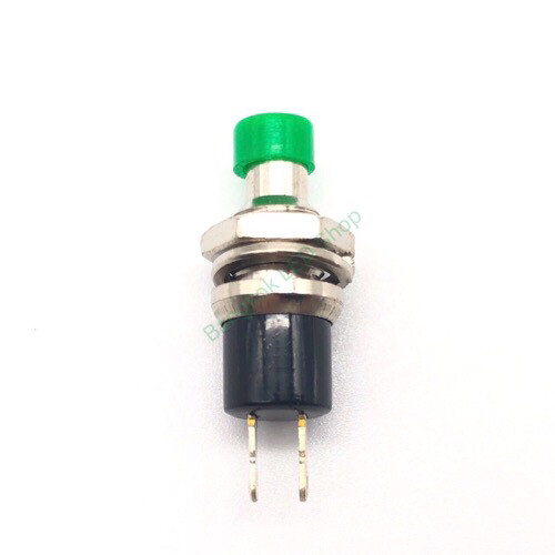 Metal Round Button Switch 2 PIN PUSH ON - RELEASE OFF GREEN