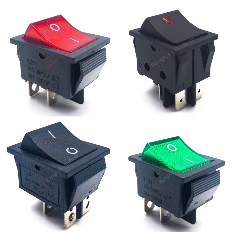 Rocker Switch LAMP 4 PIN ON-OFF 12VDC-220VAC (Click to view products)