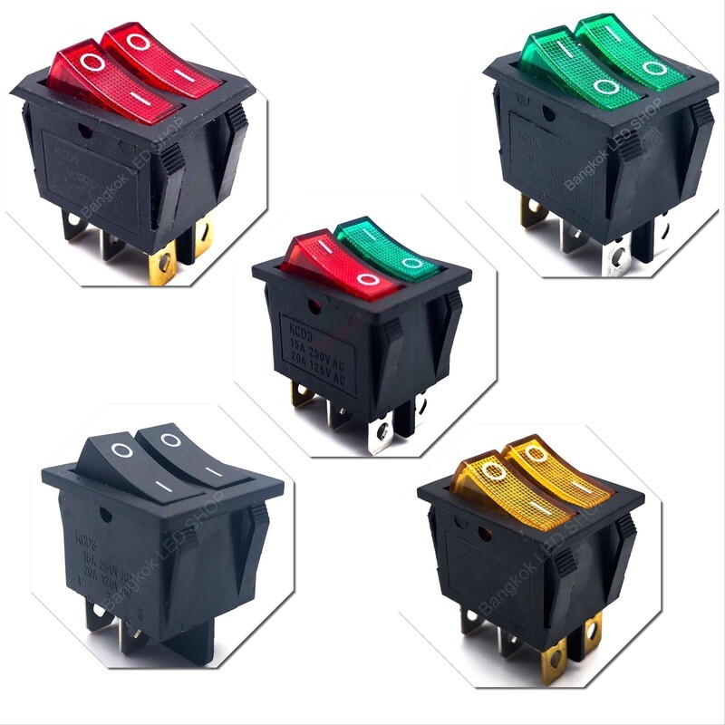 Rocker Switch LAMP คู่ 6 PIN ON-OFF 250VAC (Click to view products)