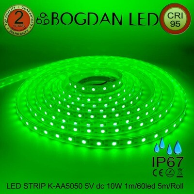 LED STRIP K-AA5050-60-GREEN DC-5V IP67 BOGDAN LED LED STRIP K-AA5050-60-GREEN DC-5V IP67 BOGDAN LED
