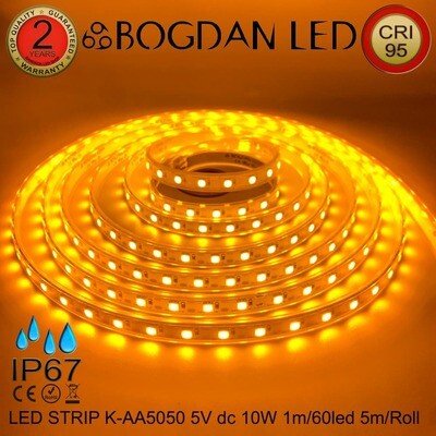 LED STRIP K-AA5050-60-YELLOW DC-5V IP67 BOGDAN LED LED STRIP K-AA5050-60-YELLOW DC-5V IP67 BOGDAN LED