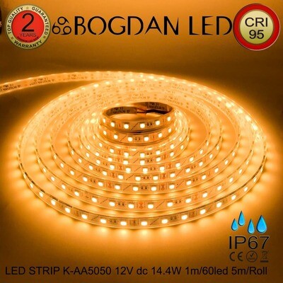 LED STRIP K-AA5050-2700K DC-12V IP67 BOGDAN LED LED STRIP K-AA5050-2700K DC-12V IP67 BOGDAN LED