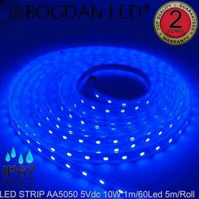 LED STRIP K-AA5050-BLUE-60 DC-5V IP67 BOGDAN LED LED STRIP K-AA5050-BLUE-60 DC-5V IP67 BOGDAN LED