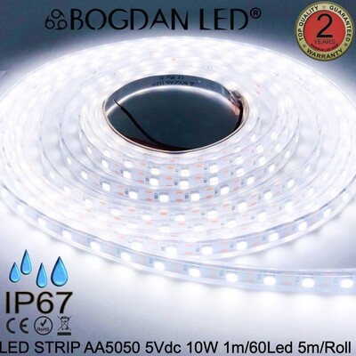 LED STRIP K-AA5050-6500K-60 DC-5V IP67 BOGDAN LED LED STRIP K-AA5050-6500K-60 DC-5V IP67 BOGDAN LED